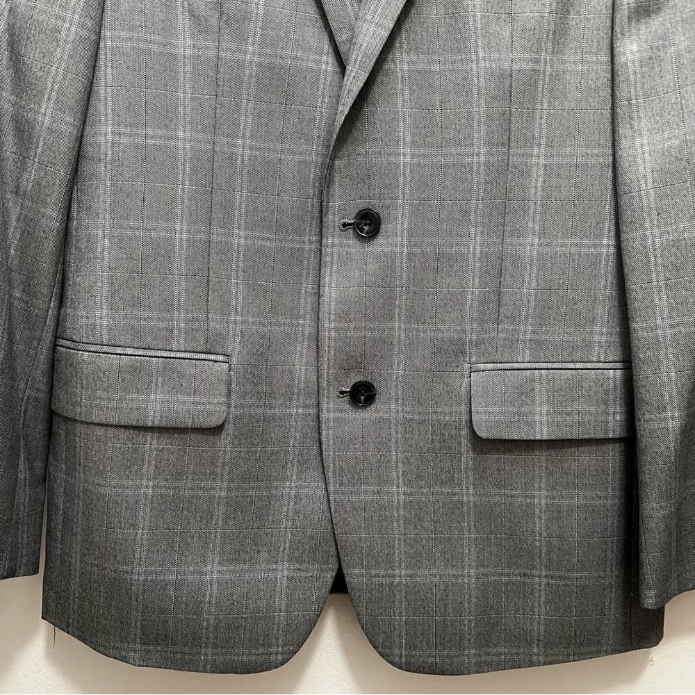 $30 SALE Michael Kors Mens Gray Windowpane Designer Blazer Sz 38 Regular Fit - Picture 6 of 13